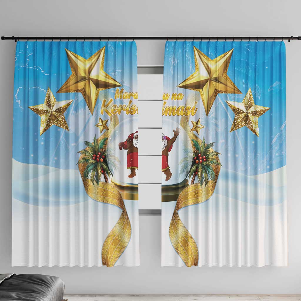 Fiji Christmas Window Curtain Snow Globe With Fijian Santa LT05