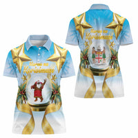 Fiji Christmas Women Polo Shirt Snow Globe With Fijian Santa LT05