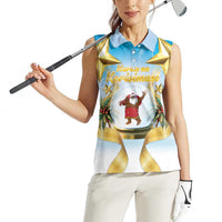 Fiji Christmas Women Sleeveless Polo Shirt Snow Globe With Fijian Santa LT05