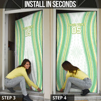Cook Islands Rugby Custom Door Cover Kuki Tribal Pattern White Version LT05 - Polynesian Pride