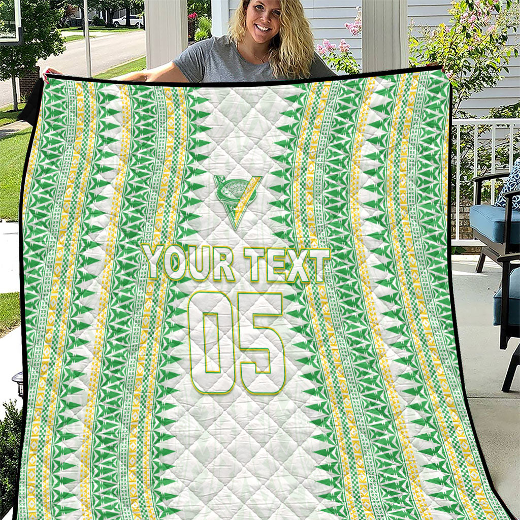 Cook Islands Rugby Custom Quilt Kuki Tribal Pattern White Version LT05 White - Polynesian Pride