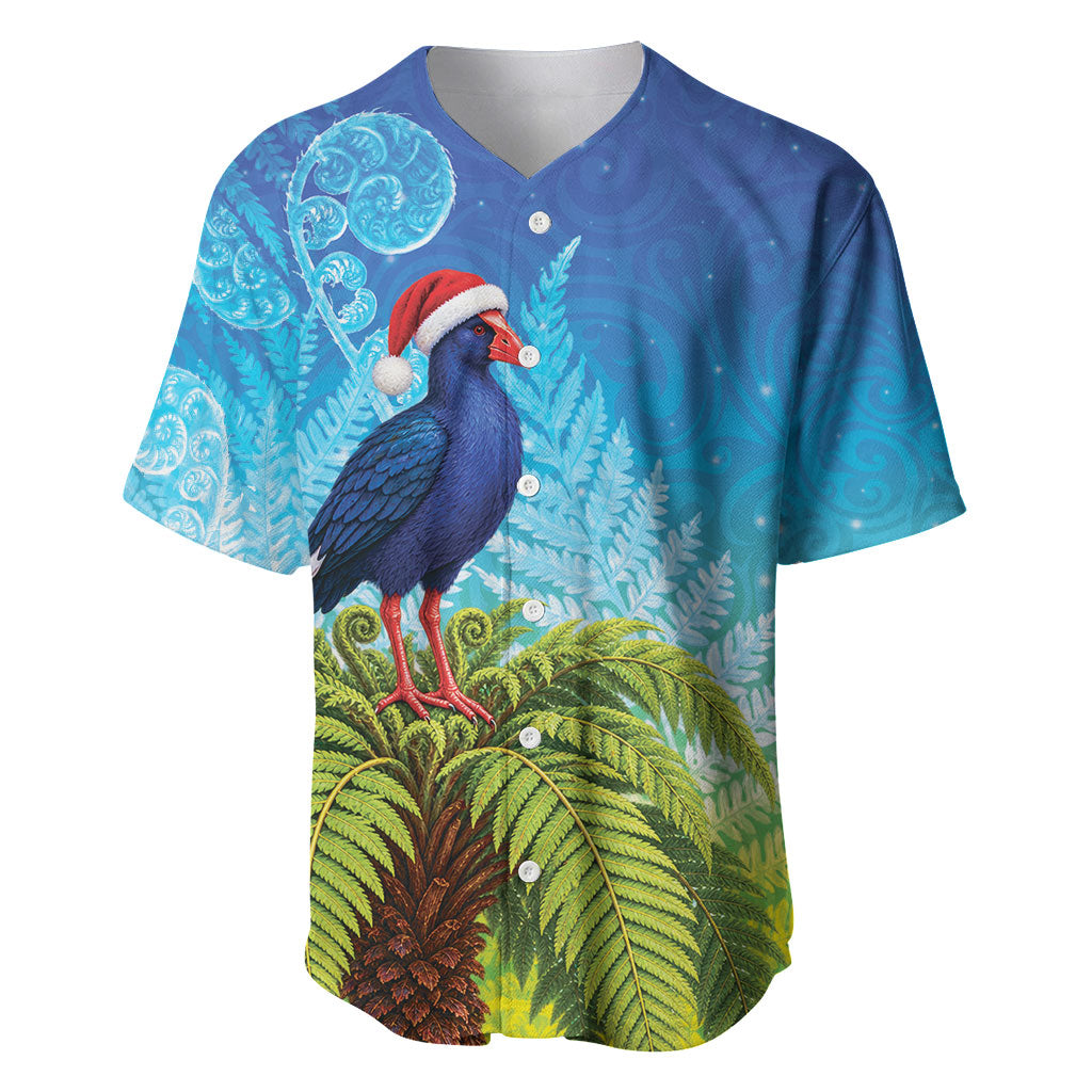 New Zealand Christmas Baseball Jersey Pukeko With Ponga Tree Silver Fern LT05 Multicolor - Polynesian Pride