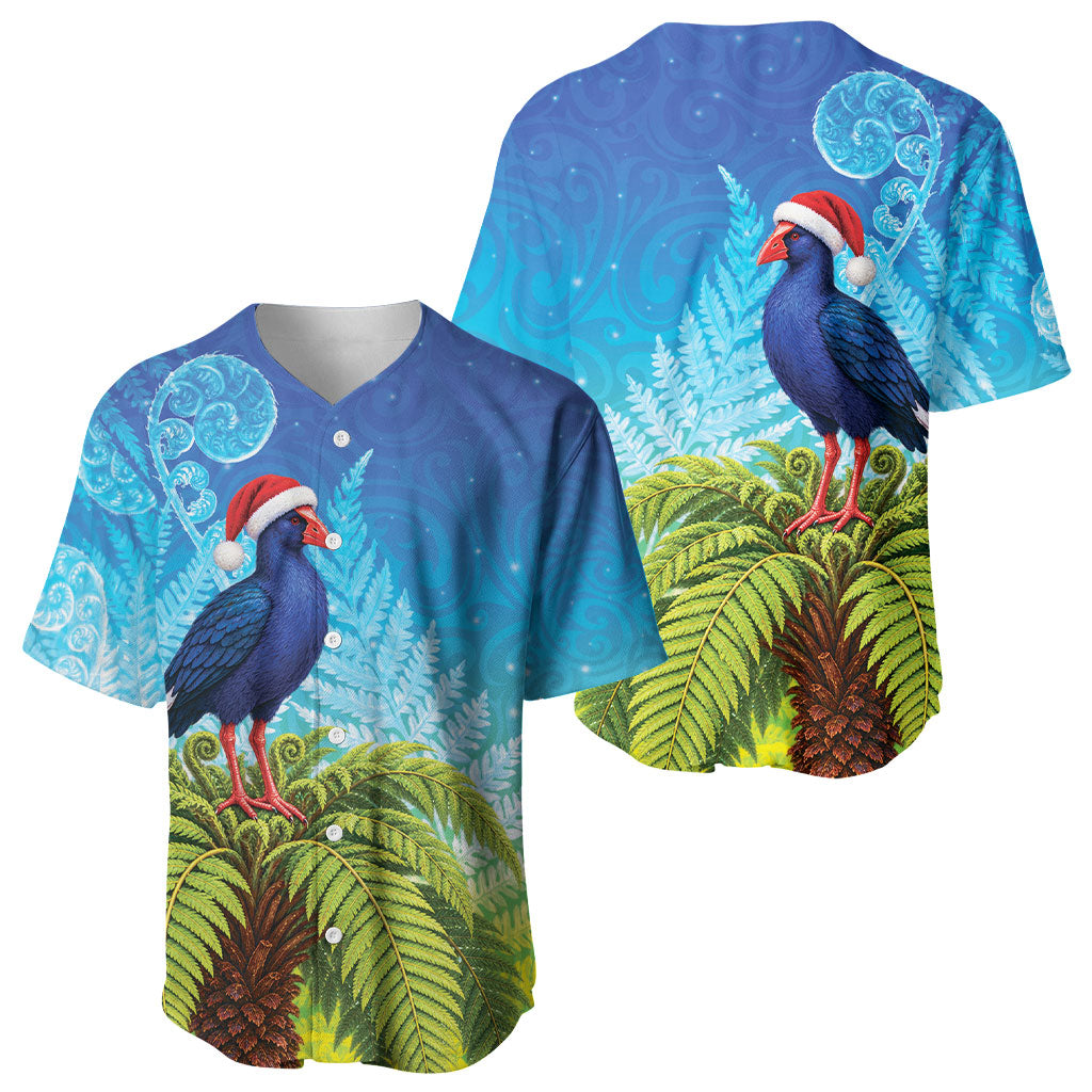 New Zealand Christmas Baseball Jersey Pukeko With Ponga Tree Silver Fern LT05 - Polynesian Pride