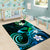 Hawaii Humuhumu Reef Triggerfish Area Rug Turquoise With Plumeria LT05 - Polynesian Pride