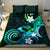 Hawaii Humuhumu Reef Triggerfish Bedding Set Turquoise With Plumeria LT05 - Polynesian Pride