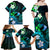 Personalised Hawaii Humuhumu Reef Triggerfish Family Matching Off Shoulder Maxi Dress and Hawaiian Shirt Turquoise With Plumeria LT05 - Polynesian Pride