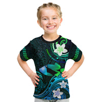 Personalised Hawaii Humuhumu Reef Triggerfish Kid T Shirt Turquoise With Plumeria LT05 Turquoise - Polynesian Pride
