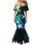 Personalised Hawaii Humuhumu Reef Triggerfish Mermaid Dress Turquoise With Plumeria LT05 - Polynesian Pride