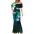 Personalised Hawaii Humuhumu Reef Triggerfish Mermaid Dress Turquoise With Plumeria LT05 - Polynesian Pride