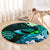 Hawaii Humuhumu Reef Triggerfish Round Carpet Turquoise With Plumeria LT05 - Polynesian Pride