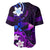 Personalised Hawaii Humuhumu Reef Triggerfish Baseball Jersey Violet With Plumeria LT05 - Polynesian Pride