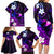 Personalised Hawaii Humuhumu Reef Triggerfish Family Matching Long Sleeve Bodycon Dress and Hawaiian Shirt Violet With Plumeria LT05 - Polynesian Pride