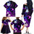 Personalised Hawaii Humuhumu Reef Triggerfish Family Matching Off Shoulder Long Sleeve Dress and Hawaiian Shirt Violet With Plumeria LT05 - Polynesian Pride