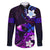 Personalised Hawaii Humuhumu Reef Triggerfish Family Matching Off Shoulder Long Sleeve Dress and Hawaiian Shirt Violet With Plumeria LT05 Dad's Shirt - Long Sleeve Violet - Polynesian Pride