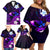 Personalised Hawaii Humuhumu Reef Triggerfish Family Matching Off Shoulder Short Dress and Hawaiian Shirt Violet With Plumeria LT05 - Polynesian Pride