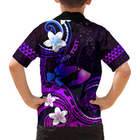 Personalised Hawaii Humuhumu Reef Triggerfish Kid Hawaiian Shirt Violet With Plumeria LT05 - Polynesian Pride