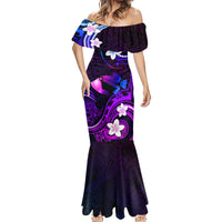 Personalised Hawaii Humuhumu Reef Triggerfish Mermaid Dress Violet With Plumeria LT05 - Polynesian Pride