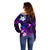 Personalised Hawaii Humuhumu Reef Triggerfish Off Shoulder Sweater Violet With Plumeria LT05 - Polynesian Pride