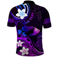 Personalised Hawaii Humuhumu Reef Triggerfish Polo Shirt Violet With Plumeria LT05 - Polynesian Pride
