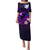 Personalised Hawaii Humuhumu Reef Triggerfish Puletasi Violet With Plumeria LT05 Long Dress Violet - Polynesian Pride