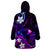 Personalised Hawaii Humuhumu Reef Triggerfish Wearable Blanket Hoodie Violet With Plumeria LT05 - Polynesian Pride