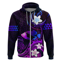 Personalised Hawaii Humuhumu Reef Triggerfish Zip Hoodie Violet With Plumeria LT05 Zip Hoodie Violet - Polynesian Pride