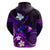 Personalised Hawaii Humuhumu Reef Triggerfish Zip Hoodie Violet With Plumeria LT05 - Polynesian Pride