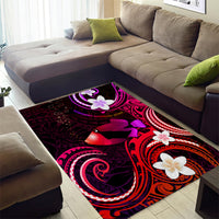 Hawaii Humuhumu Reef Triggerfish Area Rug Maroon With Plumeria LT05 - Polynesian Pride