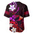 Personalised Hawaii Humuhumu Reef Triggerfish Baseball Jersey Maroon With Plumeria LT05 - Polynesian Pride