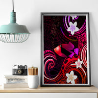 Hawaii Humuhumu Reef Triggerfish Canvas Wall Art Maroon With Plumeria LT05 - Polynesian Pride
