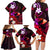 Personalised Hawaii Humuhumu Reef Triggerfish Family Matching Long Sleeve Bodycon Dress and Hawaiian Shirt Maroon With Plumeria LT05 - Polynesian Pride