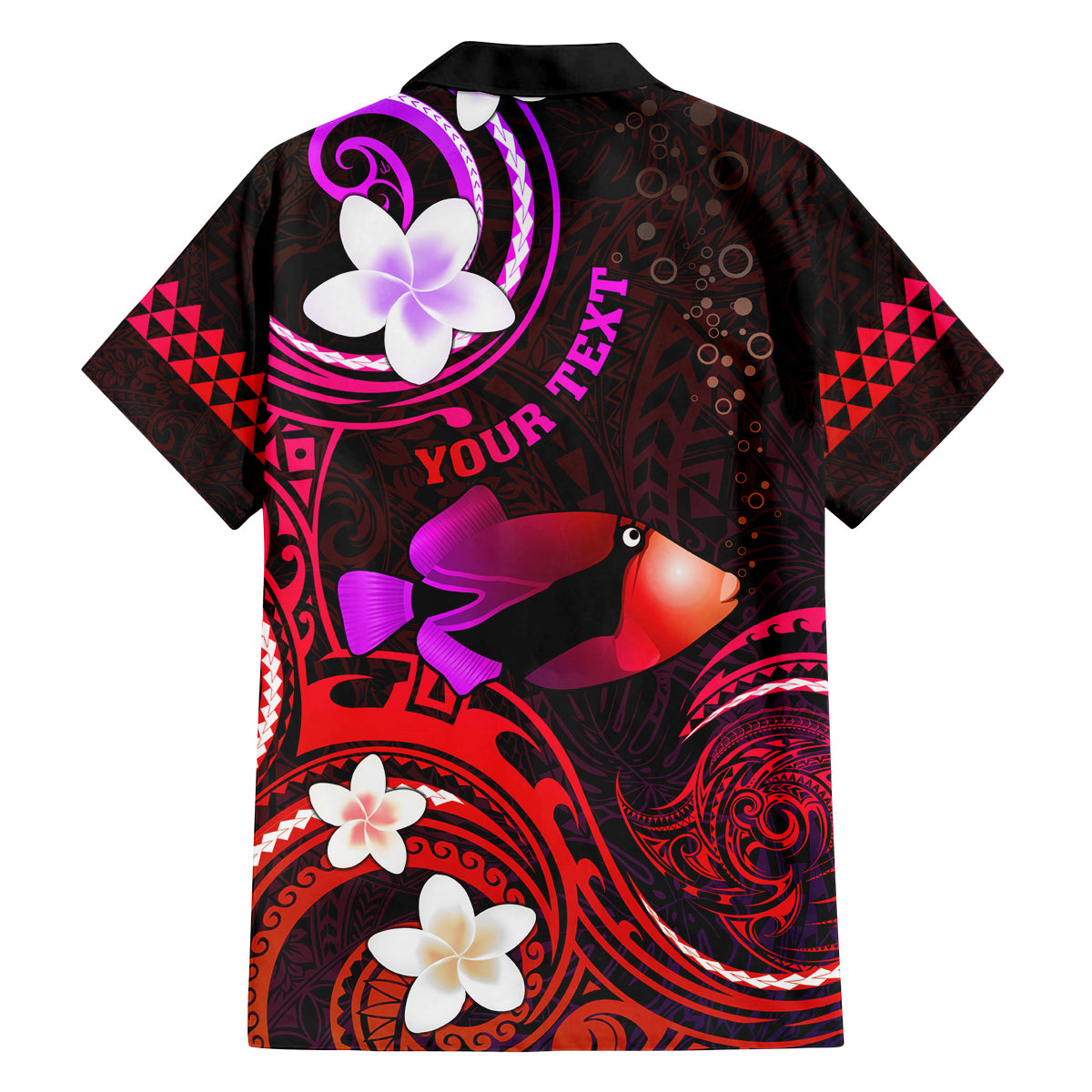 Personalised Hawaii Humuhumu Reef Triggerfish Family Matching Off Shoulder Maxi Dress and Hawaiian Shirt Maroon With Plumeria LT05 - Polynesian Pride