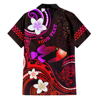 Personalised Hawaii Humuhumu Reef Triggerfish Family Matching Summer Maxi Dress and Hawaiian Shirt Maroon With Plumeria LT05 - Polynesian Pride