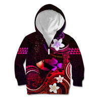 Personalised Hawaii Humuhumu Reef Triggerfish Kid Hoodie Maroon With Plumeria LT05 Zip Hoodie Maroon - Polynesian Pride