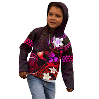 Personalised Hawaii Humuhumu Reef Triggerfish Kid Hoodie Maroon With Plumeria LT05 - Polynesian Pride