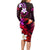 Personalised Hawaii Humuhumu Reef Triggerfish Long Sleeve Bodycon Dress Maroon With Plumeria LT05 - Polynesian Pride