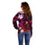 Personalised Hawaii Humuhumu Reef Triggerfish Off Shoulder Sweater Maroon With Plumeria LT05 - Polynesian Pride