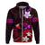 Personalised Hawaii Humuhumu Reef Triggerfish Zip Hoodie Maroon With Plumeria LT05 Zip Hoodie Maroon - Polynesian Pride
