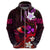 Personalised Hawaii Humuhumu Reef Triggerfish Zip Hoodie Maroon With Plumeria LT05 - Polynesian Pride