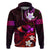 Personalised Hawaii Humuhumu Reef Triggerfish Zip Hoodie Maroon With Plumeria LT05 Pullover Hoodie Maroon - Polynesian Pride