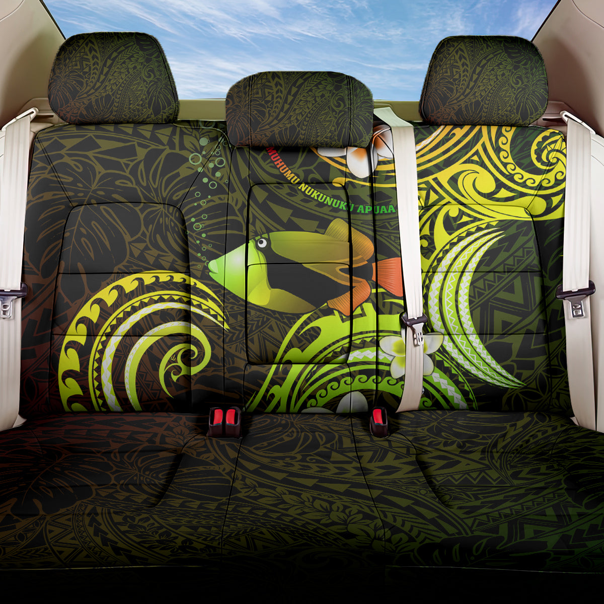 Hawaii Humuhumu Reef Triggerfish Back Car Seat Cover Reggae With Plumeria LT05