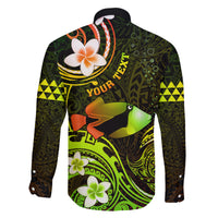 Personalised Hawaii Humuhumu Reef Triggerfish Family Matching Long Sleeve Bodycon Dress and Hawaiian Shirt Reggae With Plumeria LT05 - Polynesian Pride
