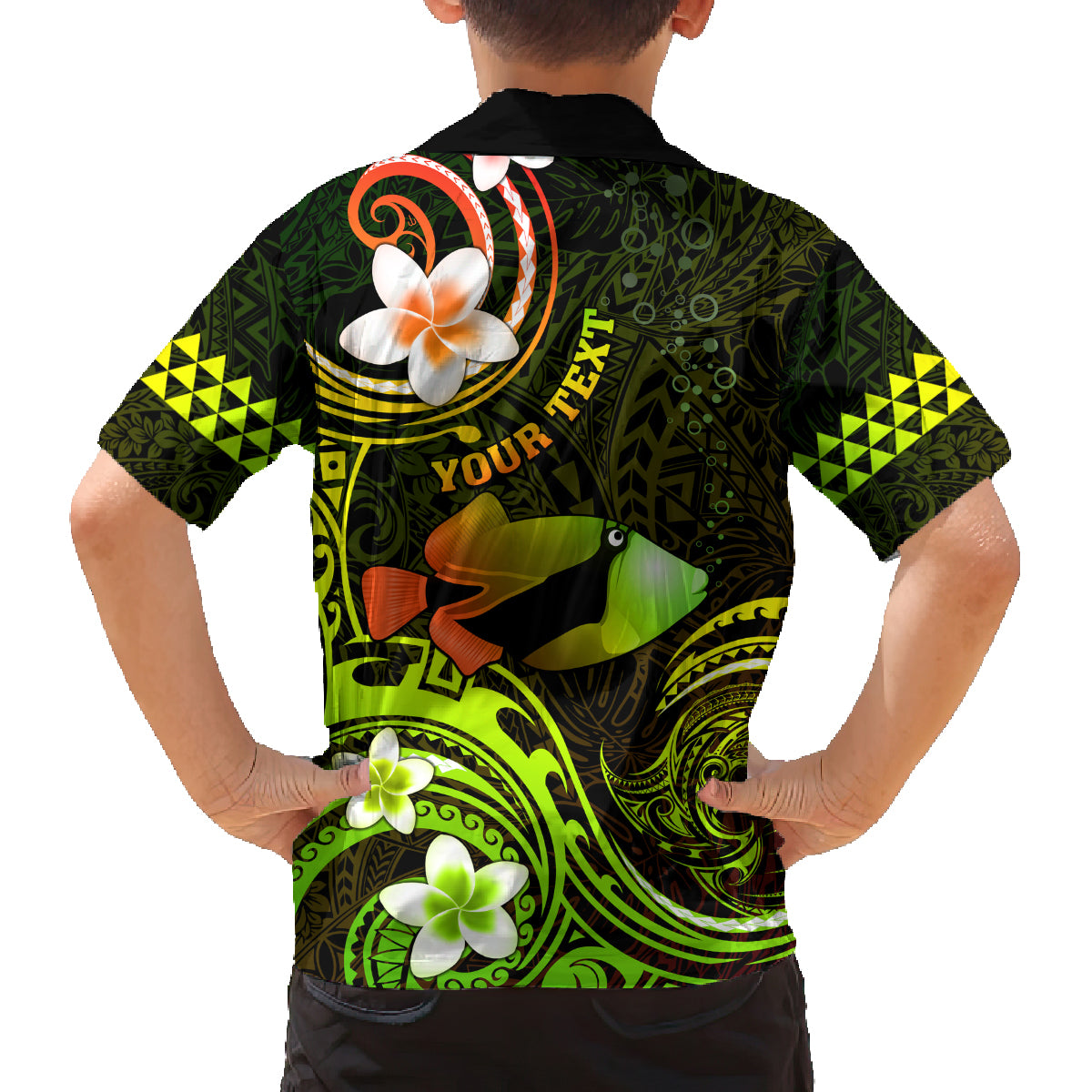 Personalised Hawaii Humuhumu Reef Triggerfish Family Matching Tank Maxi Dress and Hawaiian Shirt Reggae With Plumeria LT05 - Polynesian Pride