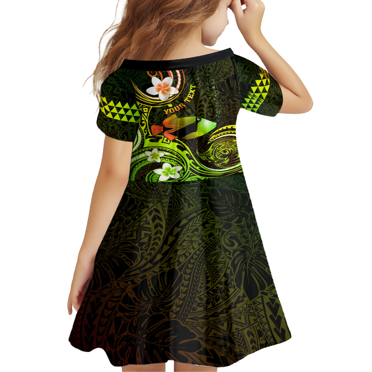Personalised Hawaii Humuhumu Reef Triggerfish Family Matching Tank Maxi Dress and Hawaiian Shirt Reggae With Plumeria LT05 - Polynesian Pride