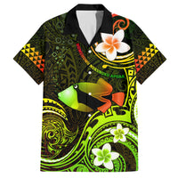 Personalised Hawaii Humuhumu Reef Triggerfish Family Matching Tank Maxi Dress and Hawaiian Shirt Reggae With Plumeria LT05 Dad's Shirt - Short Sleeve Reggae - Polynesian Pride