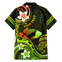 Personalised Hawaii Humuhumu Reef Triggerfish Family Matching Tank Maxi Dress and Hawaiian Shirt Reggae With Plumeria LT05 - Polynesian Pride