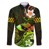 Personalised Hawaii Humuhumu Reef Triggerfish Family Matching Tank Maxi Dress and Hawaiian Shirt Reggae With Plumeria LT05 Dad's Shirt - Long Sleeve Reggae - Polynesian Pride