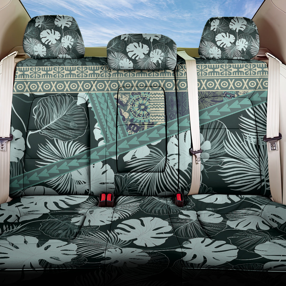 Hawaii Plant Kalo Back Car Seat Cover Hawaiian Tapa Pattern LT05