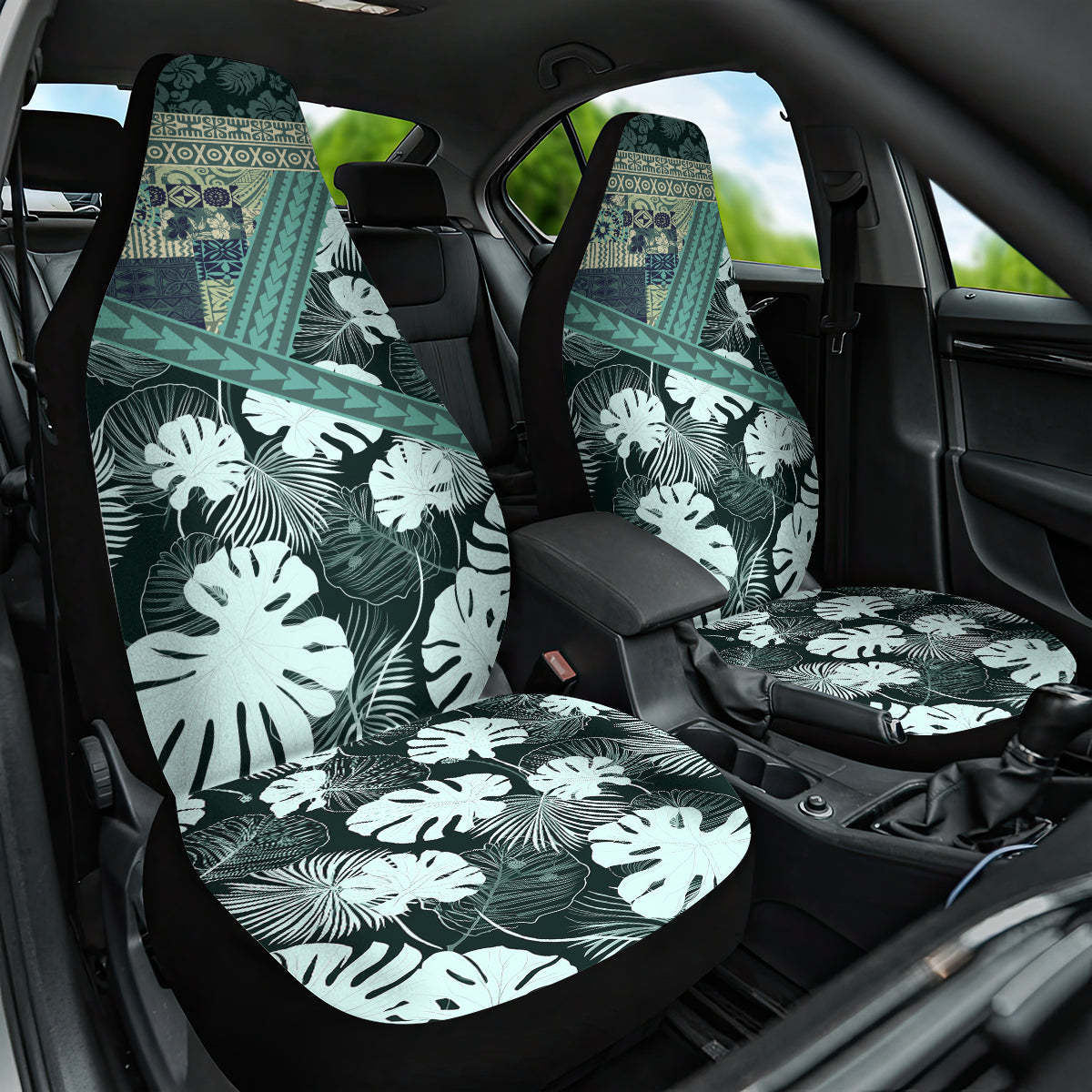 Hawaii Plant Kalo Car Seat Cover Hawaiian Tapa Pattern LT05 One Size Green - Polynesian Pride