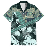Hawaii Plant Kalo Family Matching Tank Maxi Dress and Hawaiian Shirt Hawaiian Tapa Pattern LT05 Dad's Shirt - Short Sleeve Green - Polynesian Pride